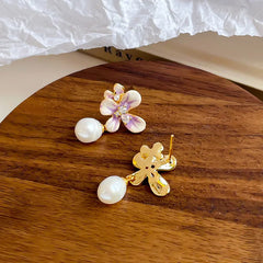 Female Flower Purple Chain Freshwater Pearl 18k Gold-plated Necklace Fashion Elegant Beauty Low MOQ in Stock Jewelry for Daily