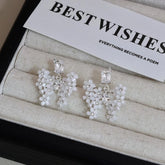 Ladies Flower Rhinestone Crystal Imitation Pearl Decorative Drop Earring Elegant Trendy Glamorous Wholesale Jewelry Accessories