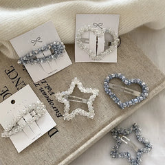 Fashion Luxurious Heart Star Glitter Hair Clips for Girls Elegant Sweet Snap Clips for Women Ladies Hair Accessories Chic