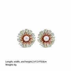 Fashion Freshwater Pearl S925 Silver Stud Earrings for Girls Copper 18K Gold Plated Jewelry for Women Ladies Wholesale Bulk