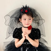 2025 Halloween Crown Rose Tulle Hair Bands for Baby Girls Cute Spooky Vampire Queen Alligators for Kids Child Hair Accessories