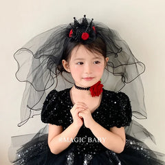 2025 Halloween Crown Rose Tulle Hair Bands for Baby Girls Cute Spooky Vampire Queen Alligators for Kids Child Hair Accessories