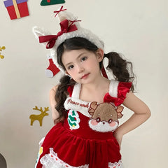 2025 Christmas Sweet Cute Ribbon Bowknot Hair Band for Baby Girls Fluffy Deer Head Band for Kids Children Hair Accessories Chic