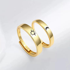 Best selling S925 Silver Plated Rings for Couples and Men Niche Sun Moon Star Rings Simple Fashionable Accessories Wholesale