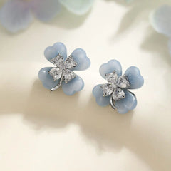 Sweet Trendy Fashion Elegant Flower Floral Stud Earrings for Girls Charms Glamorous Jewelry for Women Ladies Accessories Chic