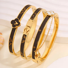 New Trendy Leather Bracelet with Chain Strips High-end Light Luxury Bangles Fashionable Jewelry Women's Accessories Wholesales