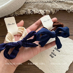 Fashion Trendy Bowknot Solid Color Scrunchies for Girls Sweet Simple Elegant Hair Ties for Women Ladies Hair Accessories Chic