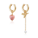 Fashion Simple Pink Heart Bird Elegant Drop Earrings for Girls Cute Sweet Trendy Jewellry for Women Ladies Accessories Wholesale