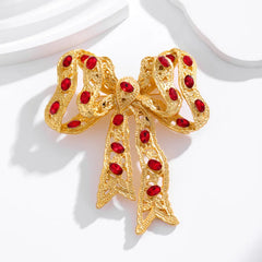 Fashion Glitter Bowknot Luxury Sweet Brooches for Girls Stylish Glamorous Classic Pins Jewelry for Women Ladies Accessories