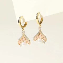 Fashion Ocean Sea Rhinestone Mermaid Drop Earrings for Girls Elegant Cute Jewelry for Women Ladies New Fresh Accessories Chic