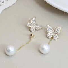 Elegant Glamorous Art Deco Butterfly Drop Earrings for Girls Tassel Fashion Sweet Jewelry for Women Ladies Accessories Wholesale