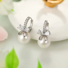 Luxurious Fine Imitation Pearl Bowknot Drop Earrings for Girls Sweet Trendy Jewellery for Women Ladies Accessories Wholesale