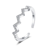 Best-selling Electrocardiogram Wave V-shaped Rings Women's Fashionable Simple Zircon Rings Korean Style Accessories Wholesale
