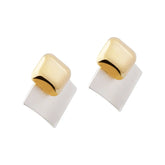 Korean Minimalist Square Earrings Brushed-Satin Color-matched Elegant and Luxurious Earrings Women's Fashionable Ear Accessories