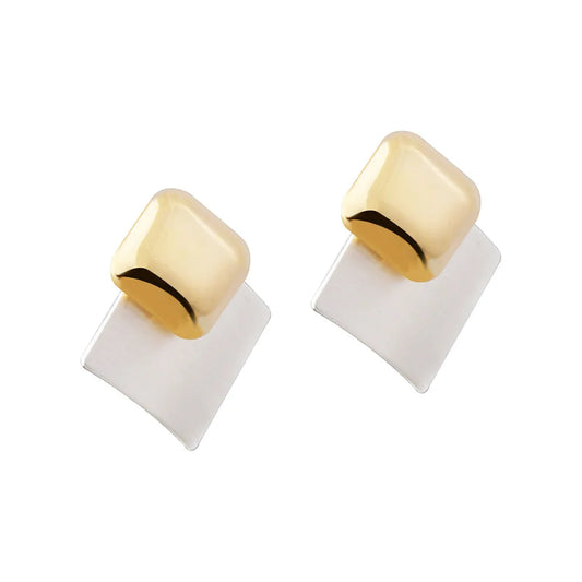 Korean Minimalist Square Earrings Brushed-Satin Color-matched Elegant and Luxurious Earrings Women's Fashionable Ear Accessories