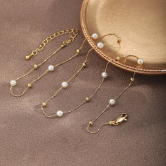 Fashion Glass Pearl Copper Beads Necklaces for Girls Simple Elegant Classic French Style Jewelry for Women Ladies Wholesale