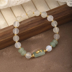 Fashion Green Aventurine Beads Bracelets for Girls Elegant Vintage Jewelry Chinese Style for Women Ladies Wholesale Sweet