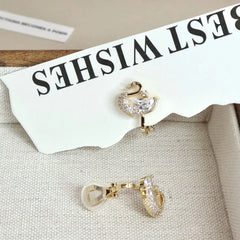 Women Swan Shape New Design Latest Small Clip-on Earring Fashion Elegant Charms Dainty Bulk Jewelry Accessories for Causal Daily