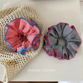 Fashion Plaid Flower Scrunchies for Girls Fabric High Elastic Quality Hair Ties for Women Ladies Durable Hair Accessories Summer
