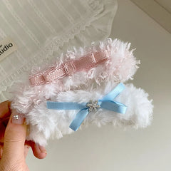 Fashion Fluffy Cute Sweet Bowknot Hair Clips for Girls Elegant Graceful Banana Clips for Women Ladies Hair Accessories Female