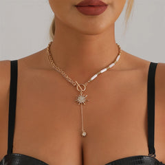 Fashion Glitter Sun Trendy Necklaces for Girls Stylish Elegant Art Deco Jewelry for Women Ladies Accessories Chinese Supplier