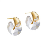 Transparent Geometric Earrings Curved Hook Resin Ear Studs Statement Chunky Light Luxury European American Accessories Wholesale