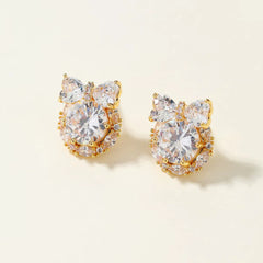 Trendy Classic Simple Minimalistic Glitter Stud Earrings for Girls Bowknot Cat Sweet Cute Jewelry for Women Ladies Accessories