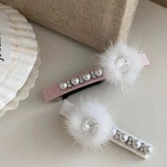 Women Fluffy Rhinestone Small Barrette Fashion Sparking Glitter Elegant High Quality Bulk in Store Hair Clips Daily Accessories