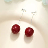 Cute Sweet Fruits Cherry Fashion Drop Earrings for Girls Kawaii Trendy Jewelry for Women Ladies Accessories Chinese Supplier