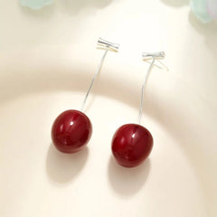 Cute Sweet Fruits Cherry Fashion Drop Earrings for Girls Kawaii Trendy Jewelry for Women Ladies Accessories Chinese Supplier