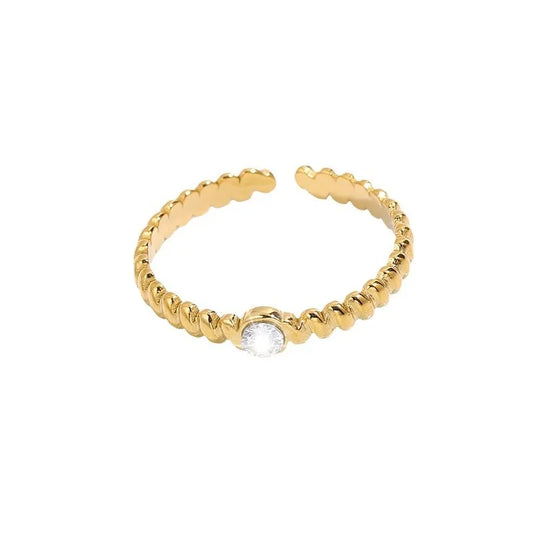 Fashionable Rings Women Simple Wheat Ear Style Gemstone Rings Versatile High-end Stainless Steel Jewelry Accessories Wholesale