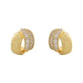 Zirconia Half-circle Interlocking Copper Brushed Ear Studs Fashionable Elegant Versatile Light Luxury Earrings Women Unisex