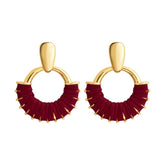 High Quality Leather Wrapped Circular Hoop Earrings for Women Vintage Bohemian Woven Trendy Statement Jewelry Accessories Bulk