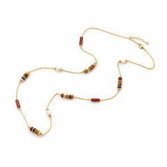 Ladies Freshwater Pearl 18k Gold-plated Red Chain Necklace Elegant Vintage Fashion Charms Factory Price in Stock Daily Jewelry