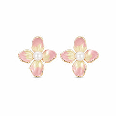 Fashion S925 Silver Freshwater Pearl Flower Stud Earrings for Girls Elegant Copper 18K Gold Plated Jewelry for Women Ladies