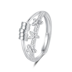 Magic Crown Rotating Bead Rings Stress Relief and Anxiety Fashion Trendy Heart Open Setting Rings Unisex Accessories Wholesale