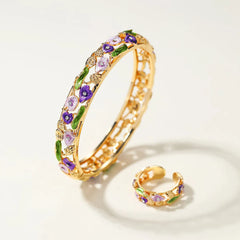 Fashion Trendy Dainty Glamorous Luxury Bangles Elegant Rings for Girls Charms Vintage Jewelry Sets for Women Ladies Accessories