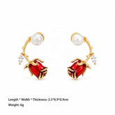 Female Fashion Red Freshwater Pearl S925 Silver 18k Gold-plated Earring Low MOQ Mixed Order Accepted Jewelry for Daily Causal