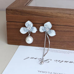Fashion Sweet Imitation Pearl Glitter Flowers Stud Earrings for Girls Elegant Glitter Jewelry for Women Ladies Accessories Chic