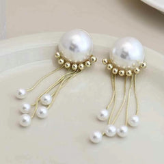 Fashion Tassel Imitation Pearl Elegant Sweet Drop Earrings for Girls Glamorous Art Deco Jewelry for Women Ladies Accessories