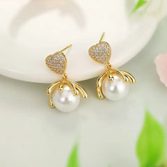 Luxurious Fine Imitation Pearl Bowknot Drop Earrings for Girls Sweet Trendy Jewellery for Women Ladies Accessories Wholesale