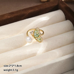Fashion Freshwater Pearl Crushed Shell Cubic Zirconia Butterfly Rings for Girls Sweet Jewelry for Women Ladies Wholesale Bulk