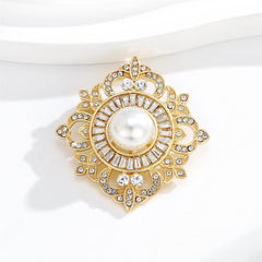 Fashion Luxury Imitation Pearl Glitter Rhinestone Brooches for Girls Sparkle Vintage Pins Jewelry for Women Ladies Accessory