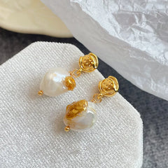 Fashion Freshwater Pearl S925 Silver Drop Earrings for Girls Classic Elegant Jewelry for Women 18k Gold Plated Wholesale Low MOQ