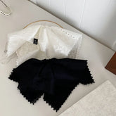 Women's Elegant Stock Hair Ties Accessories Hot Sale Simple Fashion Kerchief Scrunchies in Black White Flower Print