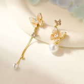 Fashion Sweet Trendy Butterfly Tassel Imitation Pearl Drop Earrings for Girls Elegant Jewelry for Women Ladies Accessories