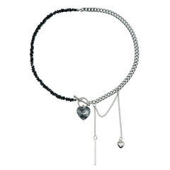 Fashion Luxury Heart Shaped Glitter Necklaces for Girls Trendy Stylish Link Jewellry for Women Ladies Accessories Wholesale