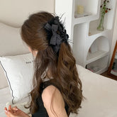 Fashion Trendy Luxury Feather Hair Claw Clips for Girls Elegant Luxurious Bowknot Claws for Women Ladies Hair Accessories Chic