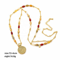 Women Beads Imitation Pearl Blue Turquoise Red Agate Chain Necklace Factory Price Low MOQ Jewelry for Female Causal Daily Use