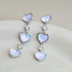 Female Heart Shape Long Drop Earring Fashion Chic Sweet Charms Luxurious Bulk Order Jewelry Accessories for Women Daily Causal